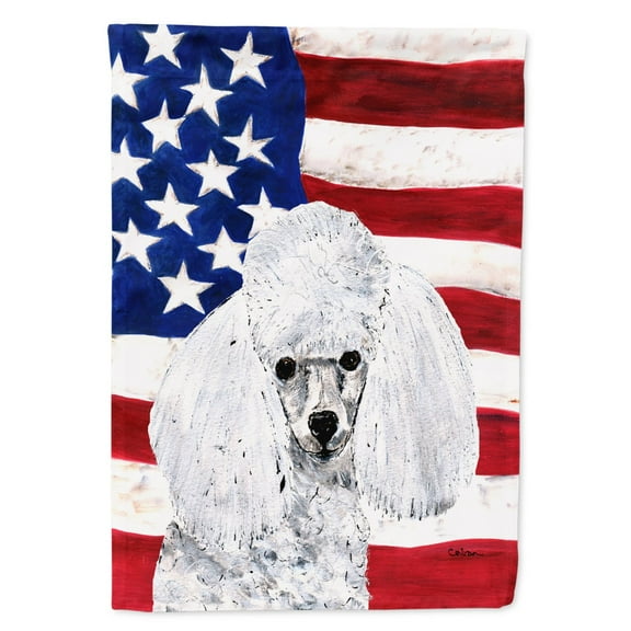 Carolines Treasures SC9629GF White Toy Poodle with American Flag USA Flag Garden Size  Small multicolor
