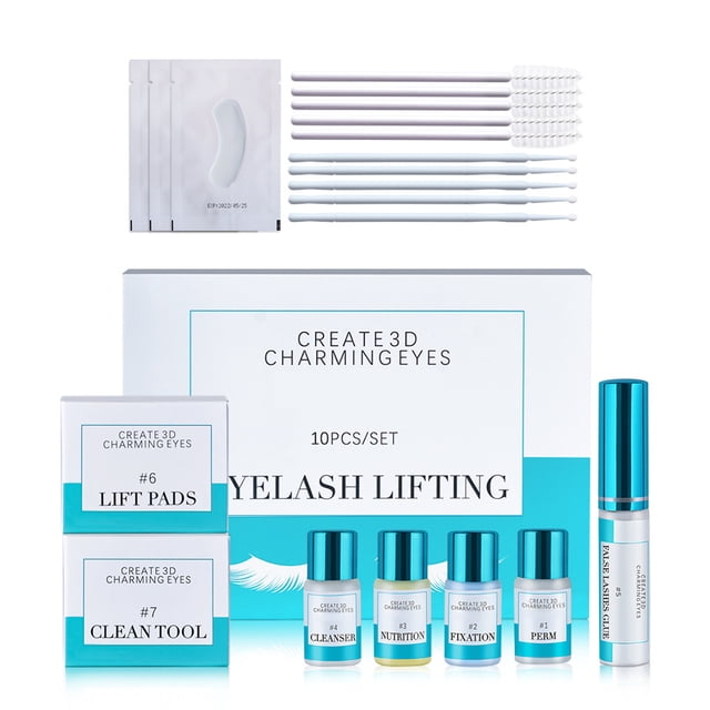 1 Set Lash Lift Good Effect Simple Operation Brow Lamination Kit Great Ductility Streamlined Design Short-term Eyelash Wave 10-piece Set