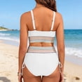 thumbnail image 4 of Women High Waisted Bikini Sets Two Piece Swimsuit for Women Tummy Control Swimsuits Color Block Drawstring Bathing Suit, 4 of 6