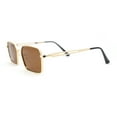 thumbnail image 3 of Classic Dimensional Metal Rim Rectangle Dad Fashion Sunglasses Gold - Brown, 3 of 4