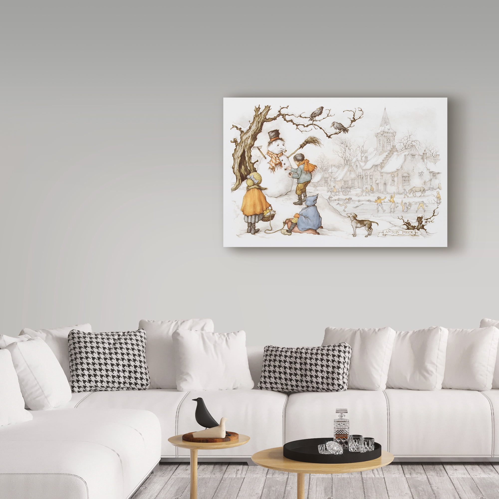 Trademark Fine Art 'Snowman On The Hill' Canvas Art by Anton Pieck