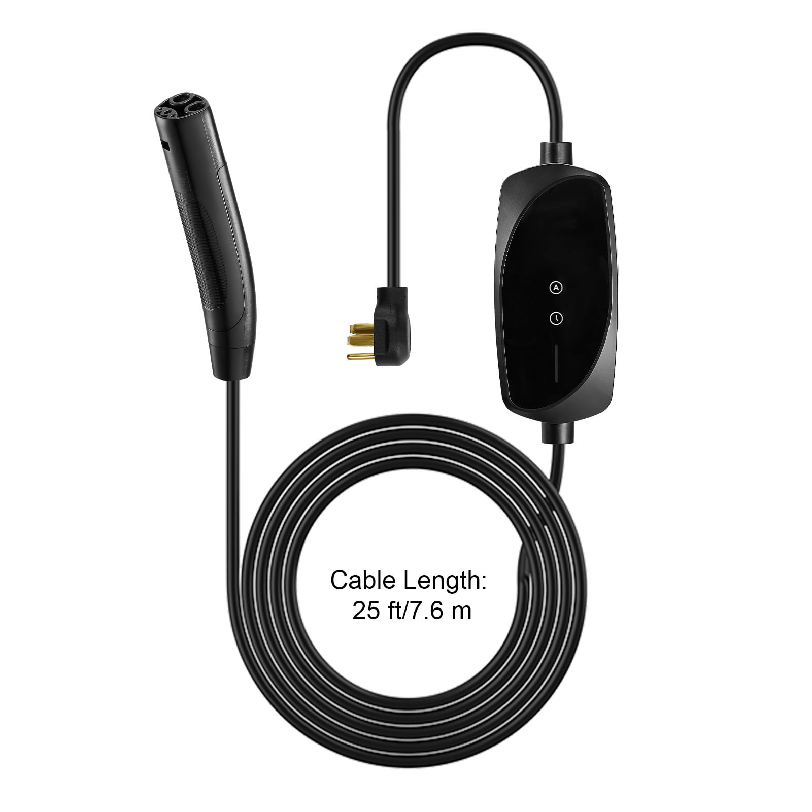 KFFKFF Level 2 EV Charger, 40A Adjustable Current, 240V Portable Electric Vehicle Charger with 25 ft Cable, NEMA 14-50 Plug, LCD Screen, NACS Connector, Compatible with Tesla Models Y/X/3/S