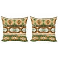 thumbnail image 1 of Ambesonne Tribal Throw Pillow Cover 2 Pack, Aztec Mayan Style Stripe, 20", Green Brown Amber, 1 of 2