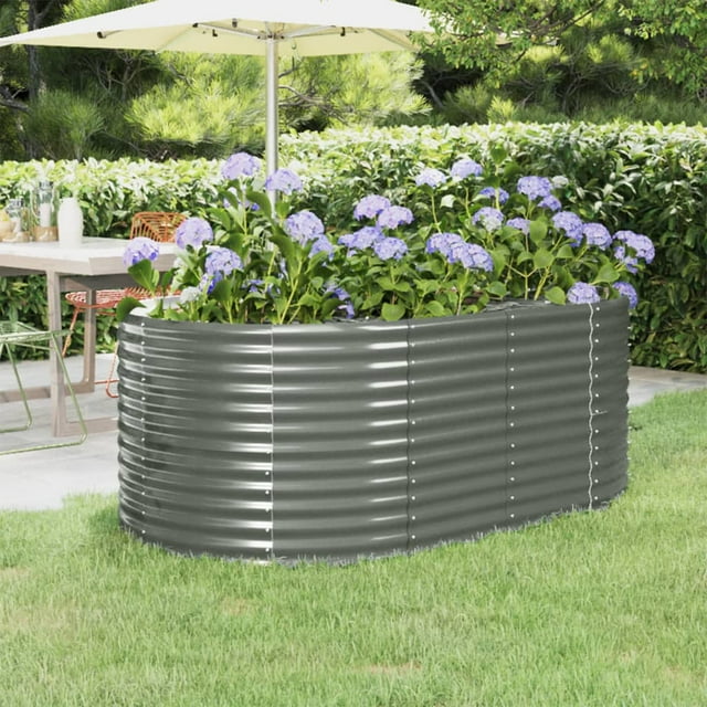 vidaXL Jardinière Surélevée de Jardin en Acier Enduit de Poudre 175x100x68 cm Gris