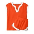 thumbnail image 7 of Short Sleeve Womens Tracksuit Sets Crew Neck Solid Color Tops and Loose Shorts Summer 2 Piece Outfit with Pockets Orange XXXL, 7 of 7