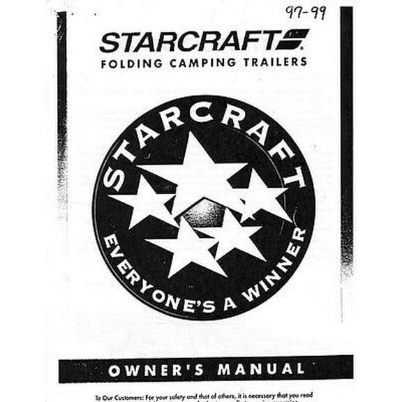 Instruction Manual ONLY for 1998 Starcraft Folding Camping Popup Trailer Owners Manual REPRINT