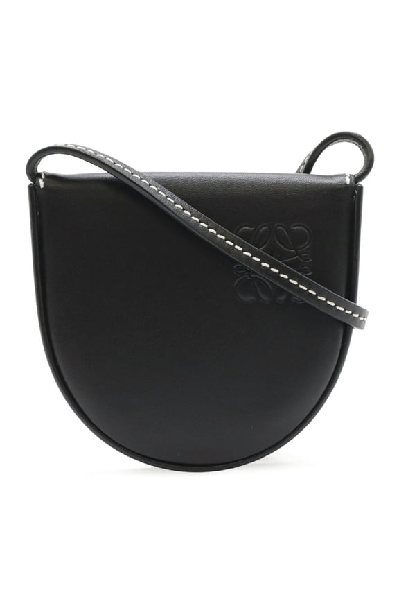 Pre-Owned LOEWE Anagram Heel Pouch Mini Shoulder Bag, Pouch, Pochette, Calf Leather, Black,...