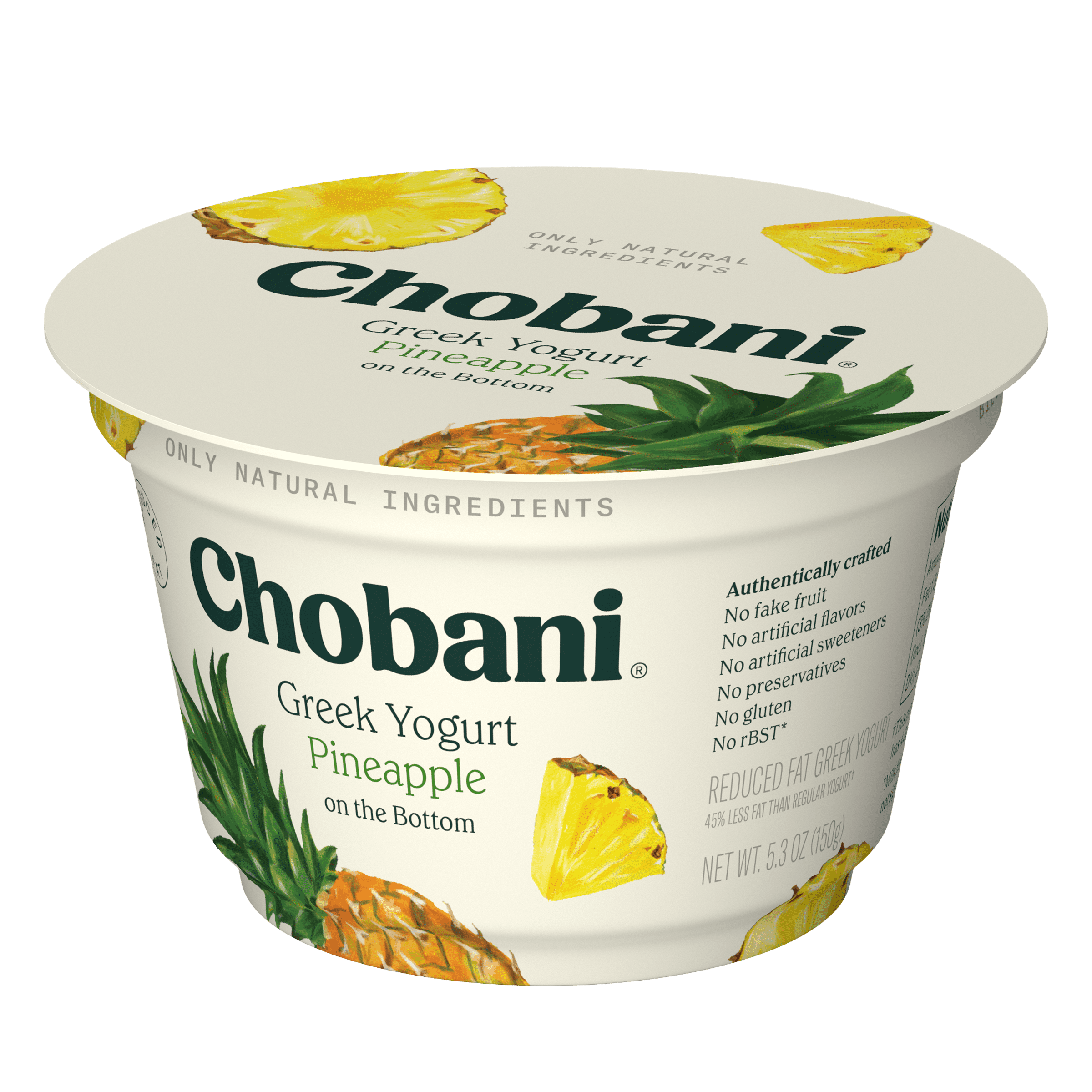 Chobani Low-Fat Greek Yogurt Pineapple on The Bottom 5.3 oz Cup