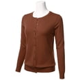thumbnail image 2 of Women Crew Neck Button Down Long Sleeve Soft Knit Cardigan Sweater (S-3X), 2 of 4