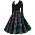 thumbnail image 2 of Abcnature Halloween Christmas Dresses,Long Sleeve Xmas Printed Dress,A-line Vintage Cocktail Holiday Party Dress,50s Housewife Evening Dress,V-Neck Elegant Princess Dress XXL, 2 of 5