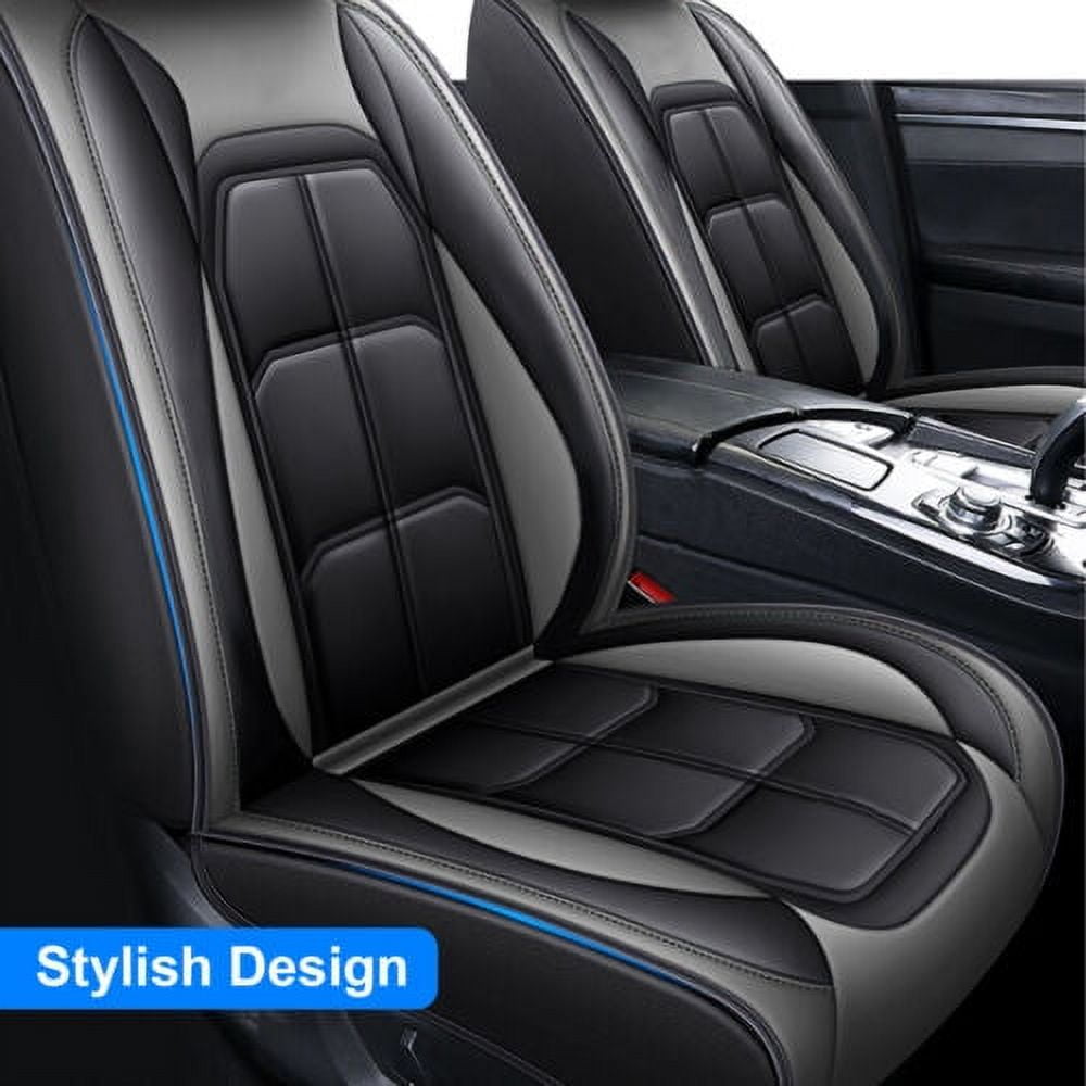 For Lexus LX450,LX470,LX570 Car Seat Covers,5-Seat PU Leather Cushion Protector,Full Set Front Back Seat Cover with 2 Pillows for RC200t,RC300,RC350 Black&Gray