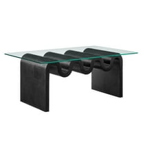 Coffee Sofa Side End Table, round, Black, Glass, Wood, Living Room Lounge Cafe Lobby Hospitality Restaurant, Modern Contemporary, HB37193