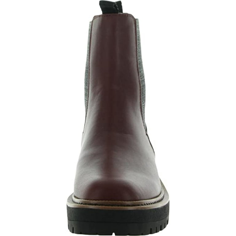 SAM EDELMAN Womens Burgundy Colorblock Pull Tab Lug Sole Goring Waterproof Laguna Round Toe Block Heel Leather Booties 9 M