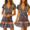 thumbnail image 4 of Coofit Robe pour Femme à Col en V à Manches Courtes Robe de Plage Robe Ample Robe Courte pour l'Été, 4 of 10