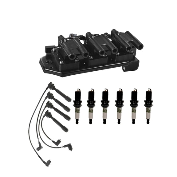 ISA Ignition Coil, 6 Spark Plugs and Wireset Compatible with 2005-2006 Kia Magentis LX Sedan 4-Door Replacement for UF284