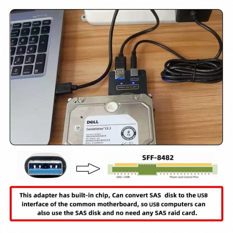 FVH SFF-8482 SAS 29Pin to USB 3.0 5Gbps Hard Disk Drive Raid