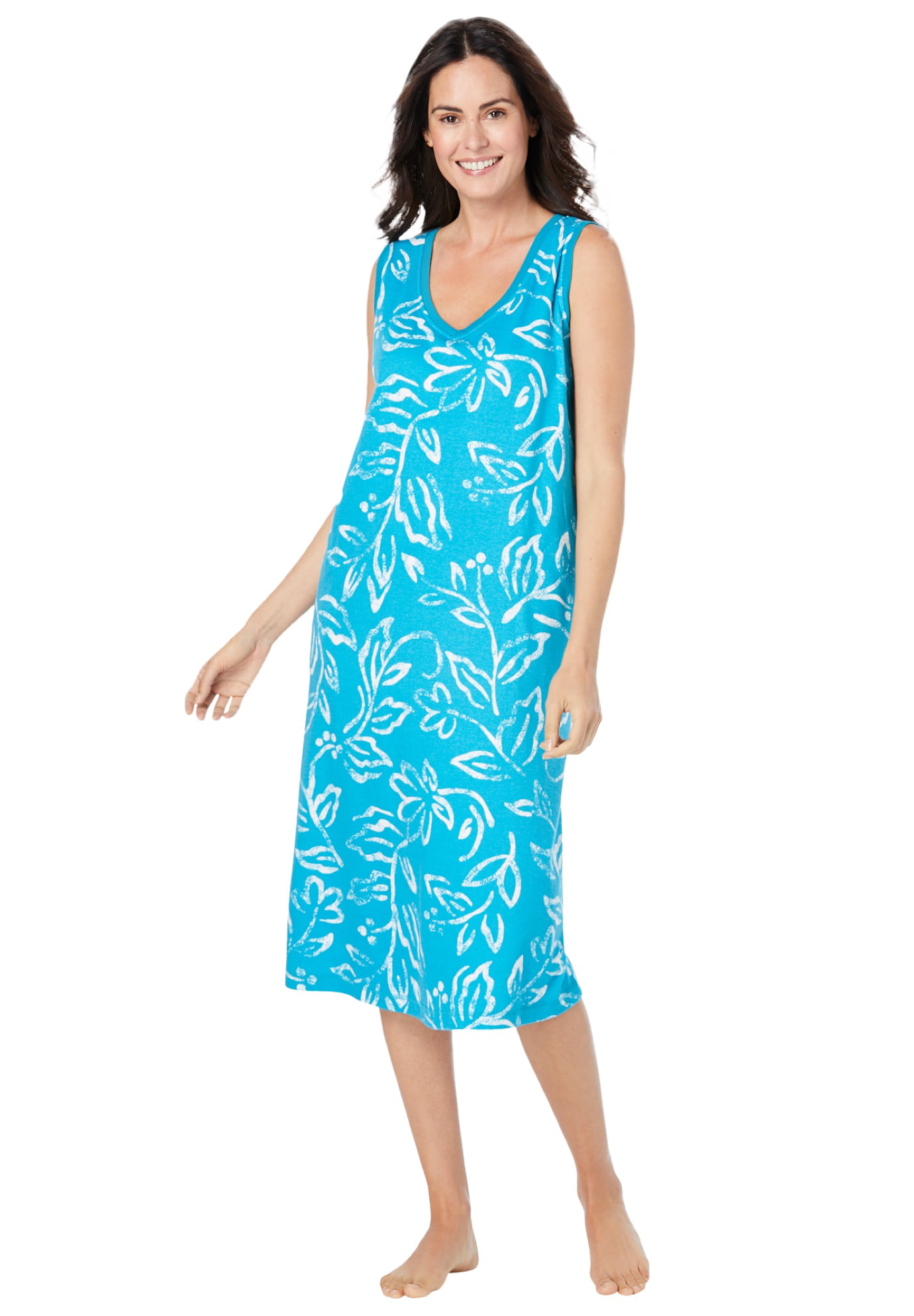 Dreams & Co. - Dreams & Co. Women's Plus Size Short Knit Lounger Dress ...