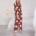 thumbnail image 3 of Salouo Maroon And White Polka Dot Pattern Women's Pajamas Set Long Sleeve Button Down Sleepwear Soft Pj Lounge Sets for women 2 Piece Pjs Set with Long Pants-XX-Large, 3 of 7