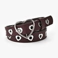 thumbnail image 6 of Yoetaun Leather Hollow Buckle Belt Heart Shaped Dresses Belt Punk Waistband Waist Belt Jeans Coat Belt Decorative Women Belt Coffee, 6 of 8