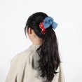 thumbnail image 4 of Ofertas Únicas 1 Pc Lazos de Denim para el Cabello, Lazo de Cabello Elástico Azul Rojo, 4 of 5