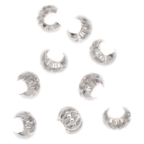 Crimp Bead Covers, Corrugated 3mm, 10 Pieces, Sterling Silver