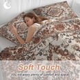thumbnail image 5 of Burnt Orange Boho Bedding 3 Piece Duvet Cover Set Queen Size, Modern Ethnic Geometric Southwestern Soft Microfiber Comforter Cover with Zipper Closure & Pillowcases, FadeResistant Quilt Cover, 5 of 9