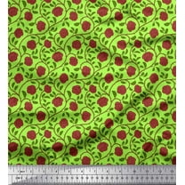 Soimoi polyester Crepe Fabric Leaves & Rose Floral Print Fabric by the Yard 42 Inch Wide