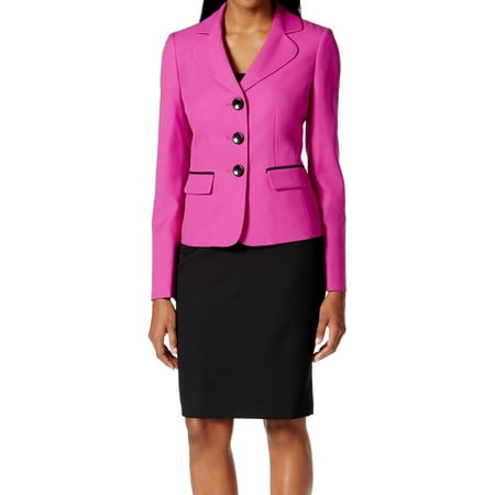 - Le Suit NEW Purple Women's Size 4 Colorblock Three Button Skirt Suit