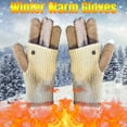 thumbnail image 4 of Color Block Winter Knit Gloves - Women's Warm Wool Touchscreen Mittens, Cold-Weather Cycling Gloves Two-Tone Outdoor Fashion Accessories, 4 of 5
