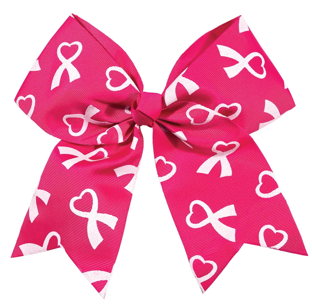 3pcs Breast cancer cheer bows chearleading hairbows big size pony US seller 