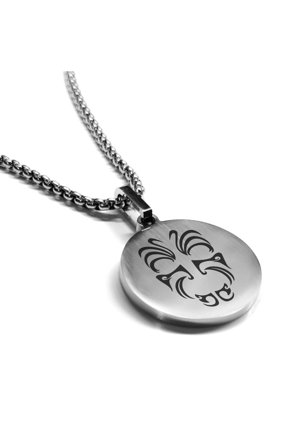 Stainless Steel Maori Warrior Champion Round Medallion Pendant Necklace