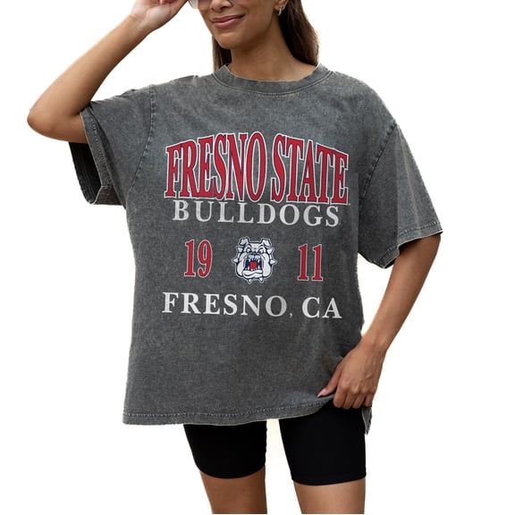 Women's Gameday Couture Grey Fresno State Bulldogs Oversized Snow Wash T-Shirt
