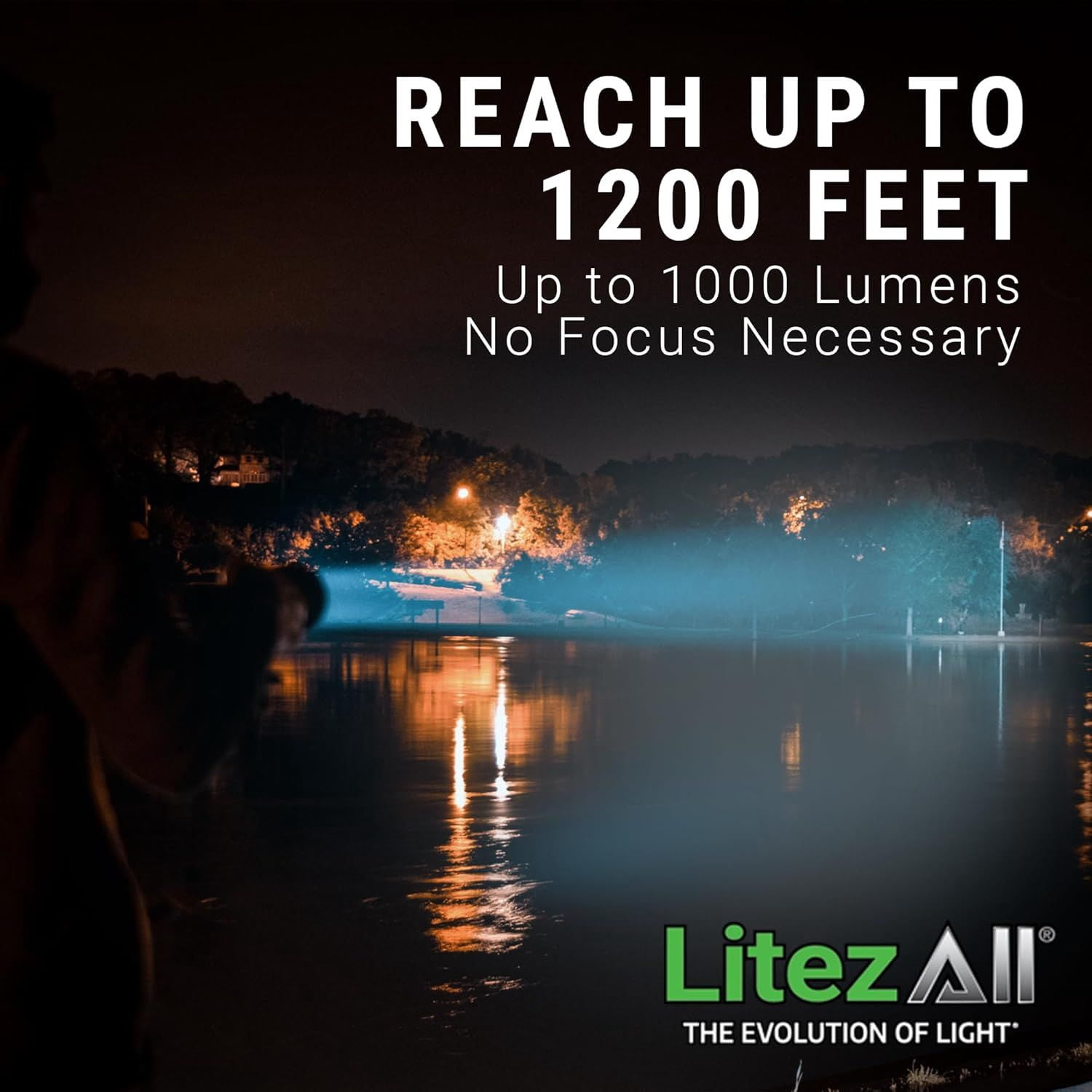 LitezAll Ultac2 Ultra Lite 1000-Lumen Rechargeable Flashlight, Soft Touch Hybrid Beam Emergency Light