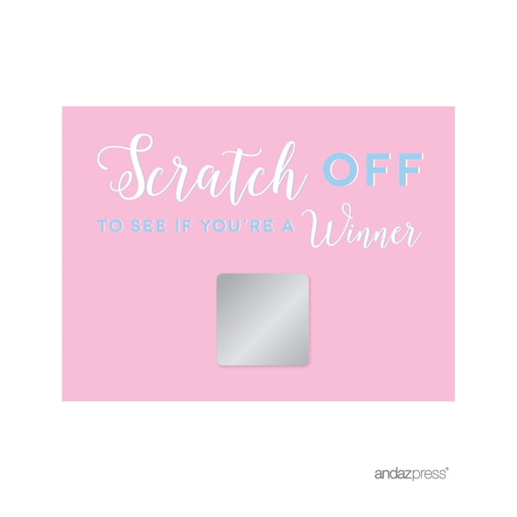 Koyal Wholesale Signature Pink and Blue Gender Reveal Scratch to Win Game Cards, 30-Pack, Baby Shower Games Activities Decorations