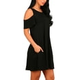 thumbnail image 2 of Vestido De Mujer, Vestido De Mujer De Manga Corta Cuello Redondo Negro Para Fiesta, 2 of 8