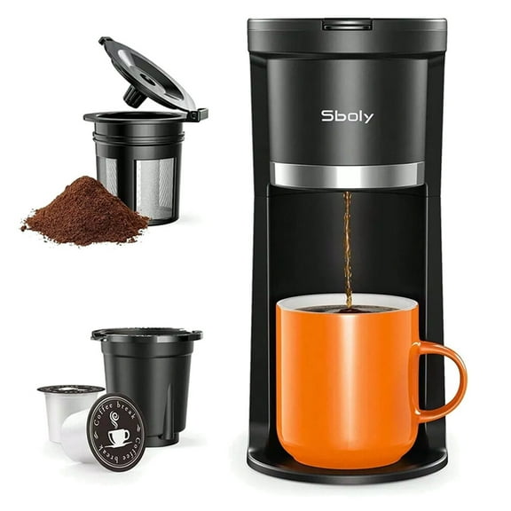 Sboly Single Serve Coffee Maker for K Cup Ground Coffee 6 to 12 oz w/ Brew Sizes