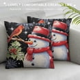 thumbnail image 3 of SHERONV Let it Snow Christmas Black Pillow Covers Xmas Snowman Snowflake Decorative Square Pillow Cases  Winter Holiday Home Decor Cotton Linen Throw Pillows for Sofa Couch Outdoor 12x12in, 3 of 5