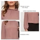 thumbnail image 5 of Blusa de gasa transpirable con mangas de farol rosa, cuello alto, color puro, perfecta para el hogar, la oficina, las compras y los viajes. Talla XL, 5 of 6