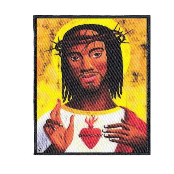 Black Jesus Embroidered Iron-on Foto Patch