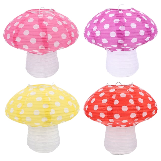 MasteelfCA 4Pcs Mushroom-shaped Lantern Folding Paper Lantern Creative Party Layout Props