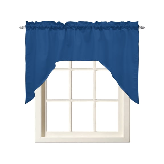 Solid Color Swag Valance and Tier Curtains Set Navy Blue Kitchen Curtains 3 Piece Set Rod Pocket Panels for Bedroom Cafe 56x36 inch