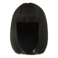 thumbnail image 1 of Perruque à Tête Ondulée - Frange Brune, Cheveux Raides, Naturelle et Moelleuse, pour Jeu de Rôle, Résistante à la Chaleur, 1 of 5
