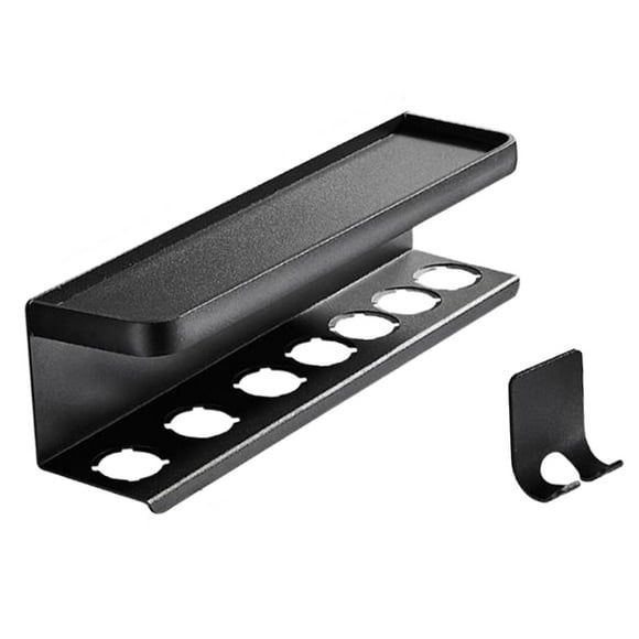 Estante para secador de pelo montado en la pared organizador de almacenamiento de herramientas de peinado Negro jinwen Soporte para secador de pelo