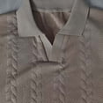 thumbnail image 5 of FRSASU Men's Polo Shirt Short Sleeve Jacquard Business Casual Breathable Casual Summer Tops Khaki, 5 of 7