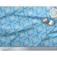 thumbnail image 3 of Soimoi Blue Cotton Duck Fabric White Floral & Ogee Damask Fabric Prints by Yard 44 Inch Wide, 3 of 3