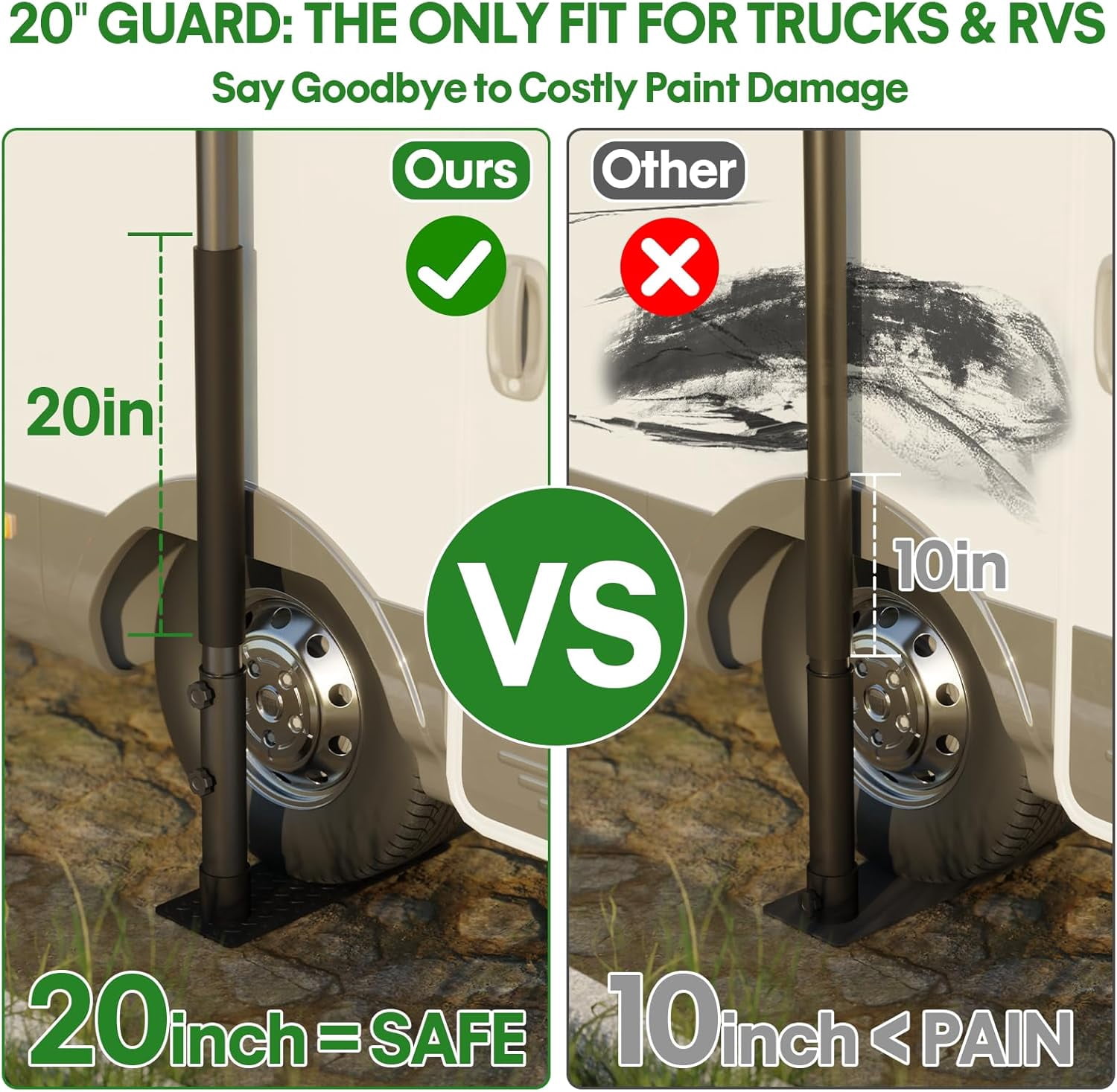 RV Telescoping Flag Pole Kit, 20 FT Heavy Duty Tailgate Flag Pole and Tire Mount Base Kit, Portable Flag Pole for Camping, Outdoor Tailgating, Party, Trailer
