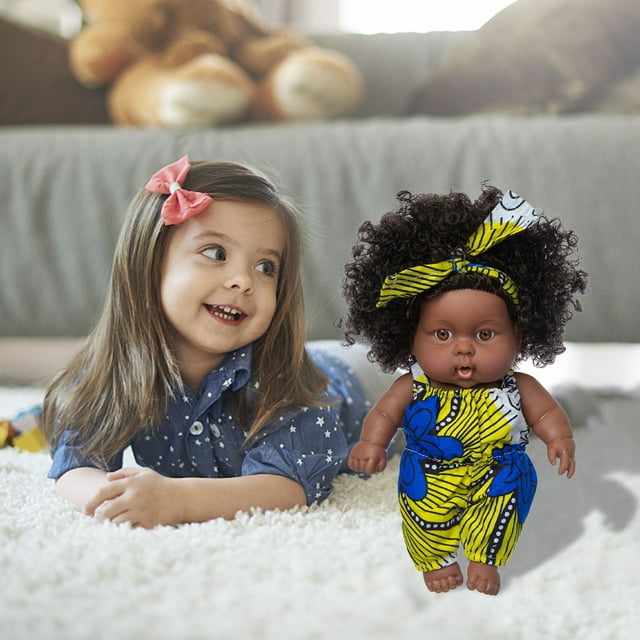 Fiudx Ofertas Flash Artículos En Oferta Black Black Baby Lindo Juguete Para Bebé De Vinilo Negro Rizado De 8 Pulgadas