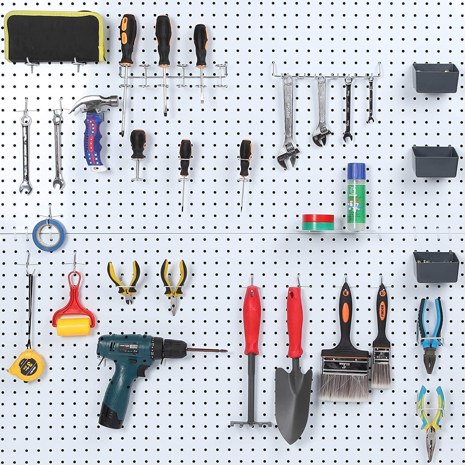 Peg Locks Details about   Pegboard Hooks Assortment with Pegboard Bins 80 Piece 
