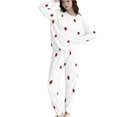 thumbnail image 3 of Yeaiivve Women's Fuzzy Fleece Pajamas Set 2 Piece Winter Warm Cute Strawberry Printed Loungewear Sleepwear Ladies Soft Pjs Lounge Set White L, 3 of 5
