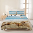 thumbnail image 3 of Full Quilt Set 78''x90'', Beach Coastal Lightweight Bedspread Coverlet Set with 2 Pillow Shams, Summer Seaside Shell Starfish Nautical Breathable All Season Quilt Bedding for Bedroom/Guest Room, 3 of 9